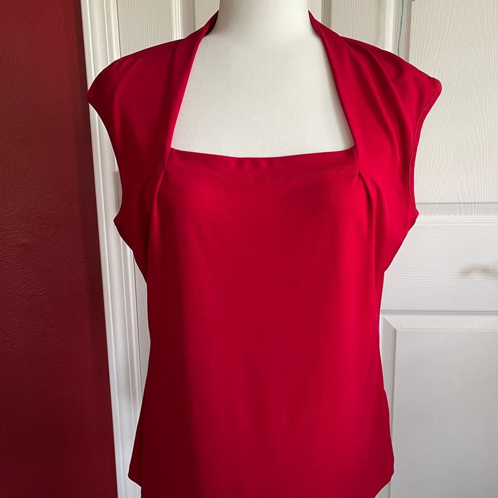 Jones Studio Red Asymmetrical Sleeveless Tank Top